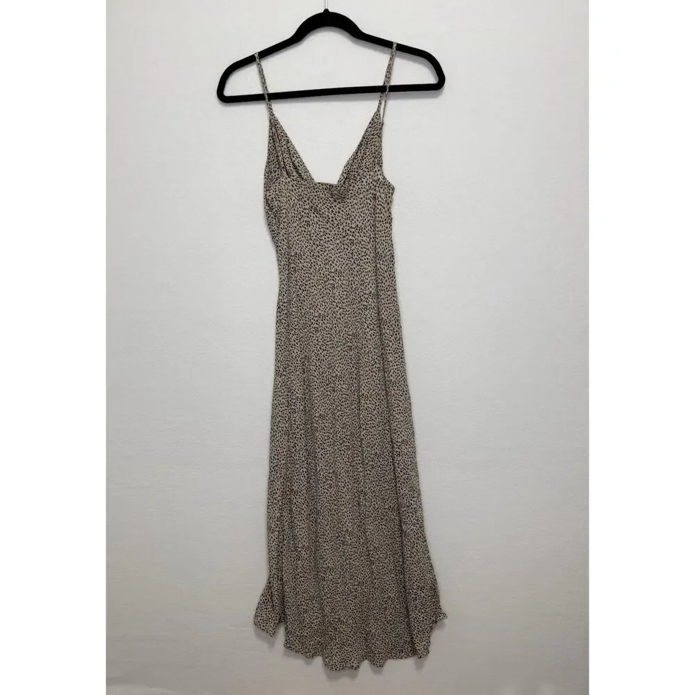 Abercrombie & Fitch Maxi Dress Womens Large LP Leopard Print Twist Front Classic